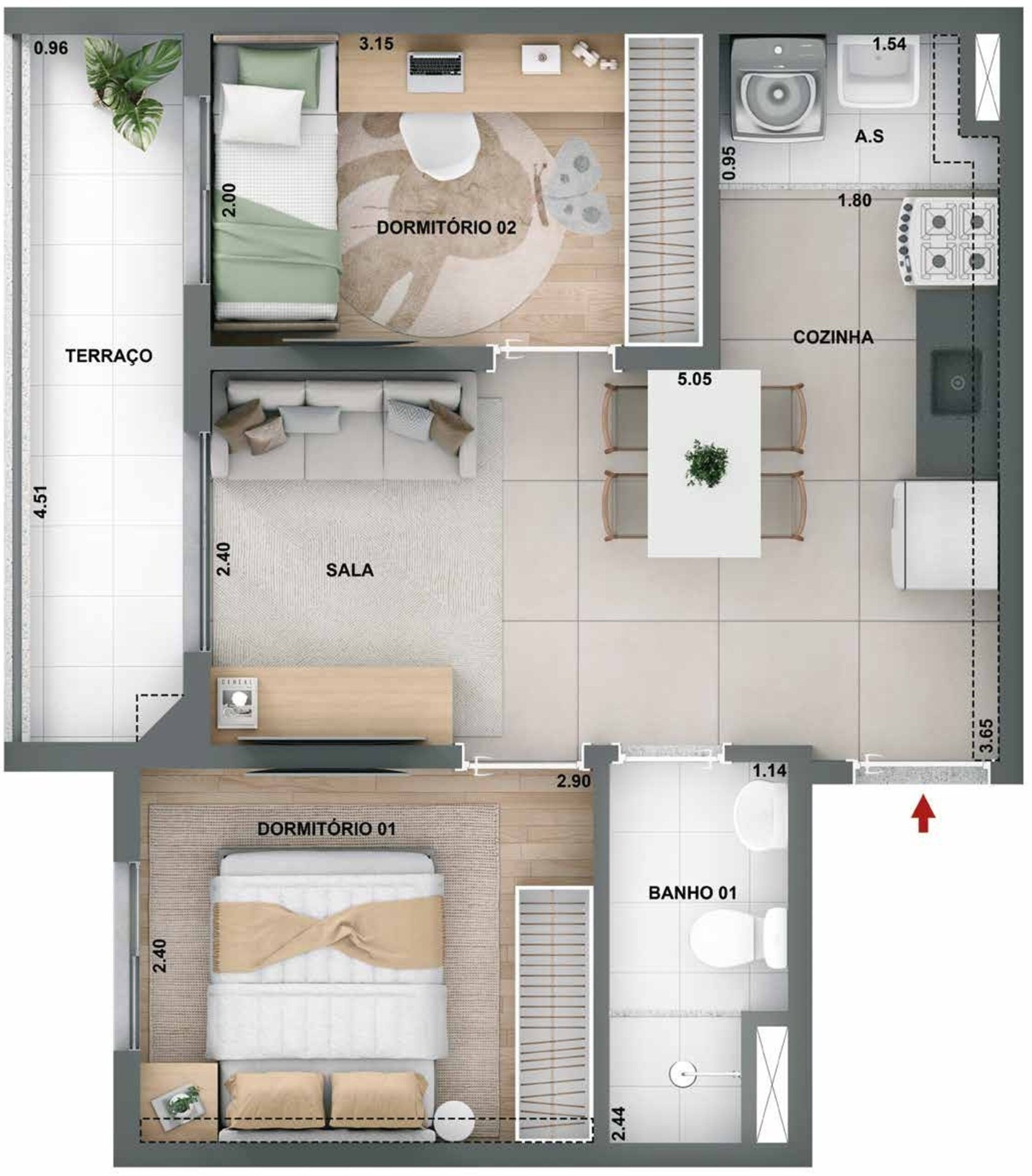 Planta 42 m²